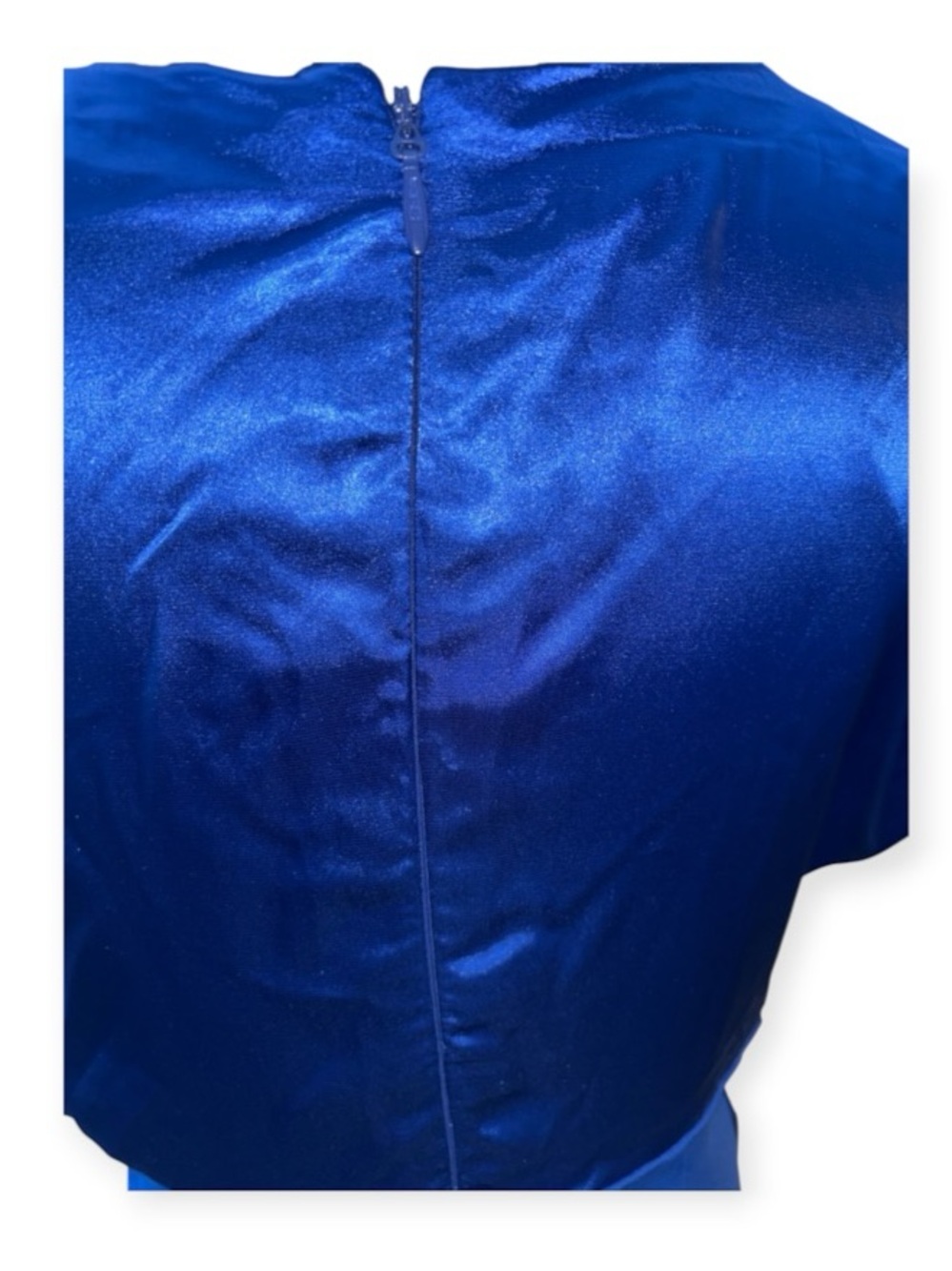 Royal Blue Satin Maxi Dress w/ Tie Front, P2P:21”, L:62”, NWT - Picture 7 of 10
